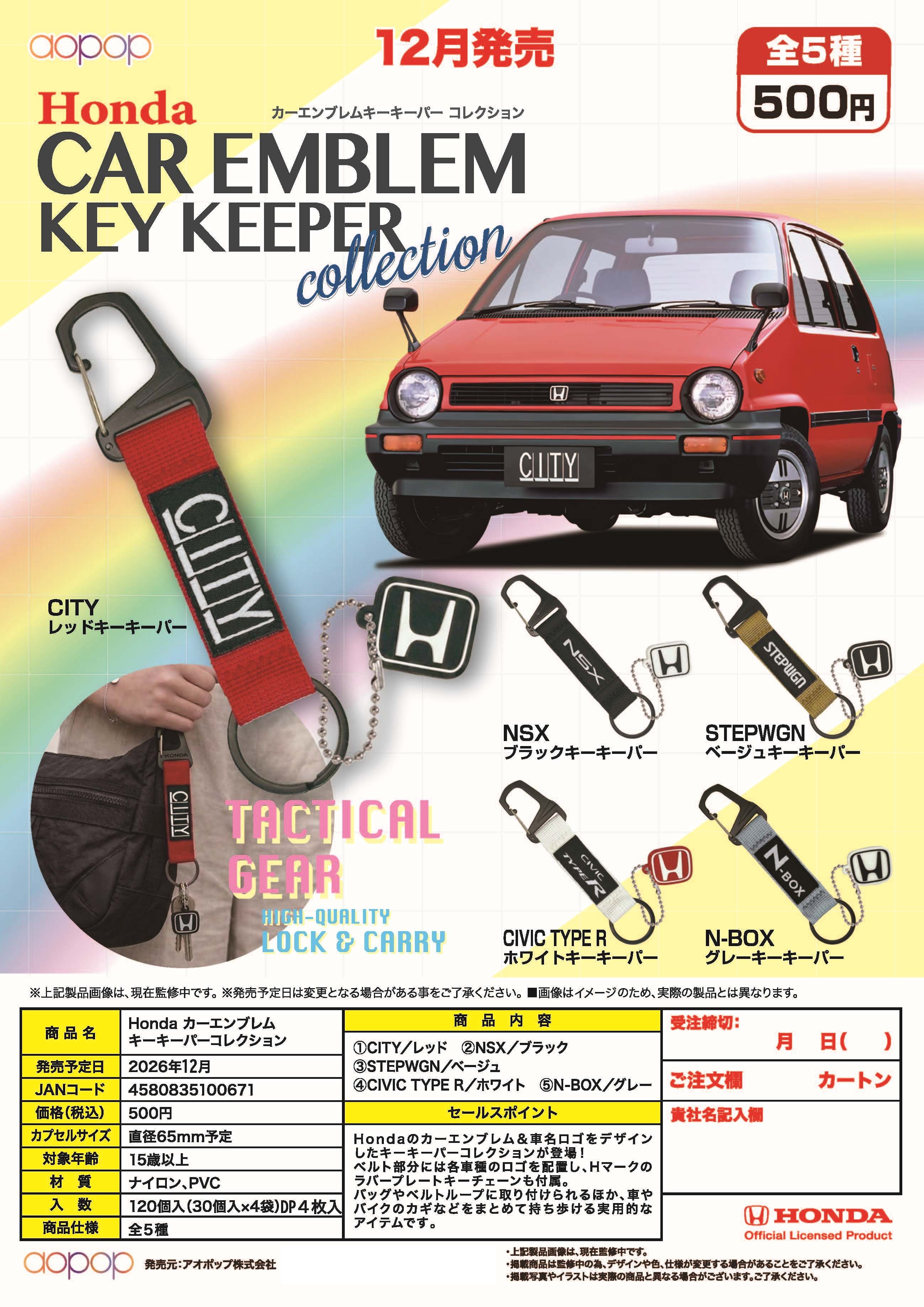 0906 新豐強森 預訂 aopop 扭蛋 轉蛋 本田 汽車標誌吊飾 (全5種) 4580835100671