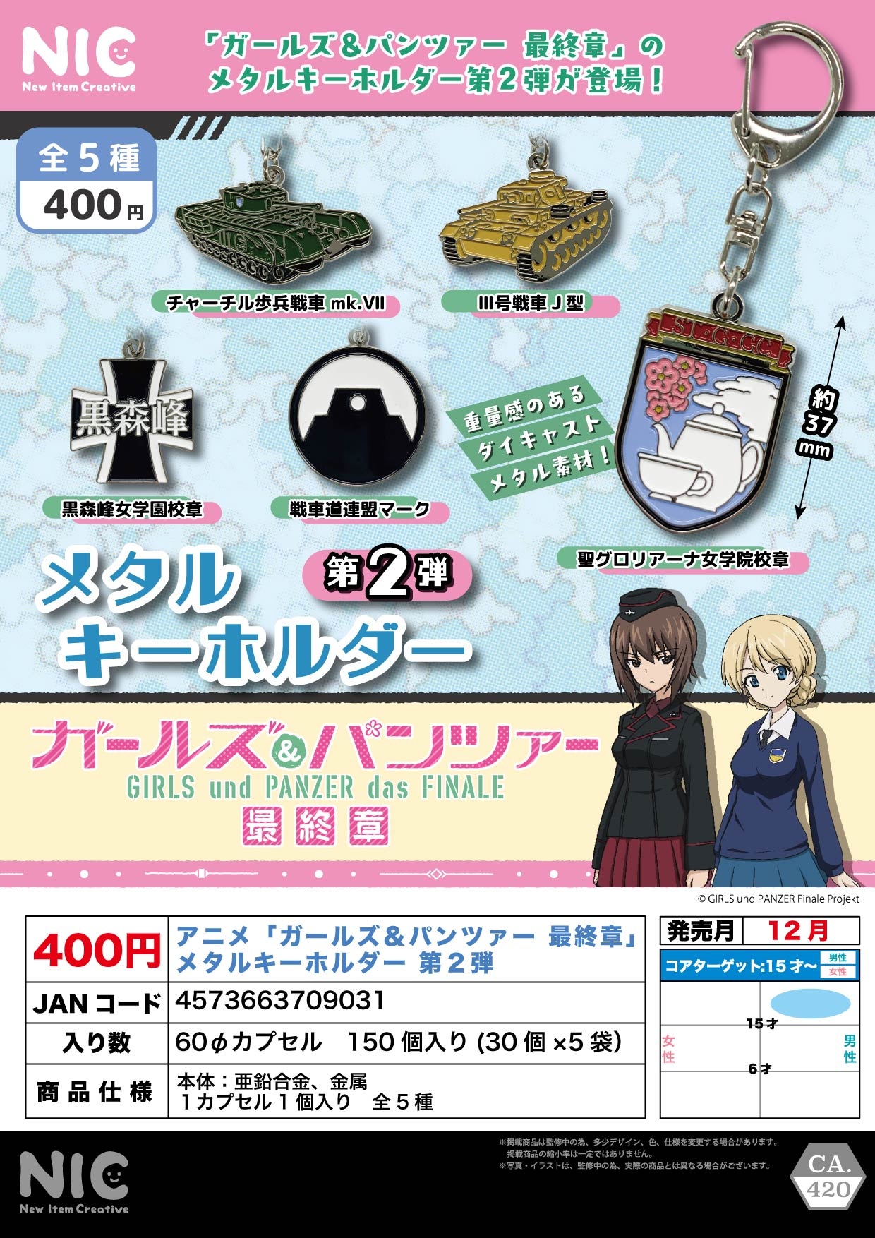 0906 新豐強森 預訂 NIC 扭蛋 轉蛋《少女與戰車 最終章》金屬鑰匙扣P2 (全5種) 4573663709031